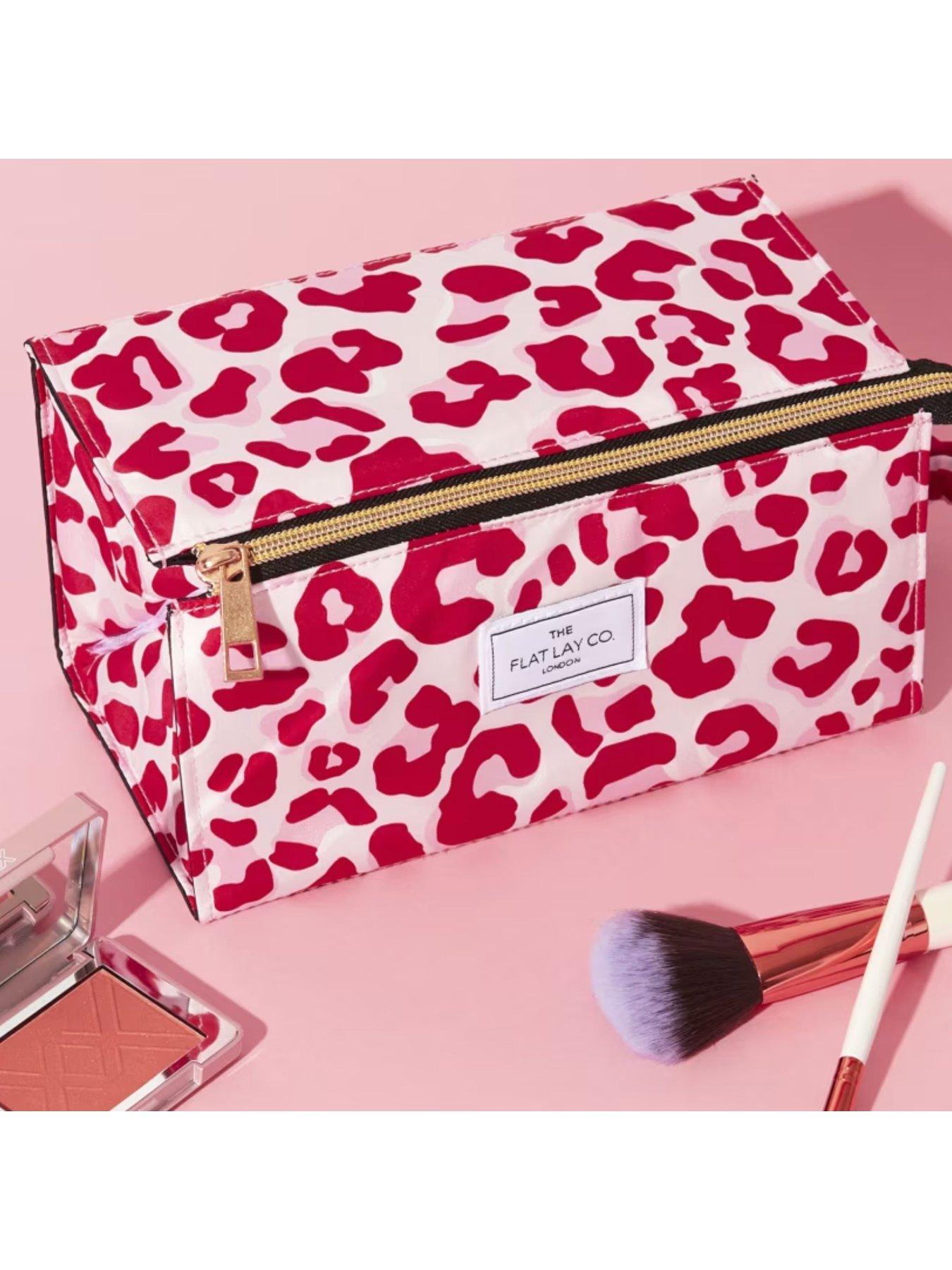 Image 3 of 3 of The Flat Lay Co. Pink Leopard Open Flat Makeup Box
