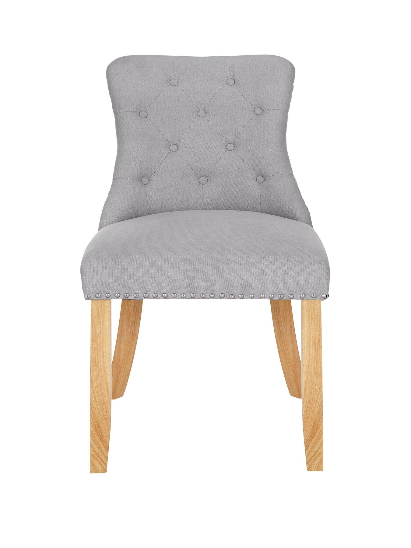 Image 3 of 6 of Very Home Warwick Chenille Pair of Standard Dining Chairs - Grey/Oak Effect&nbsp;- FSC&reg; Certified