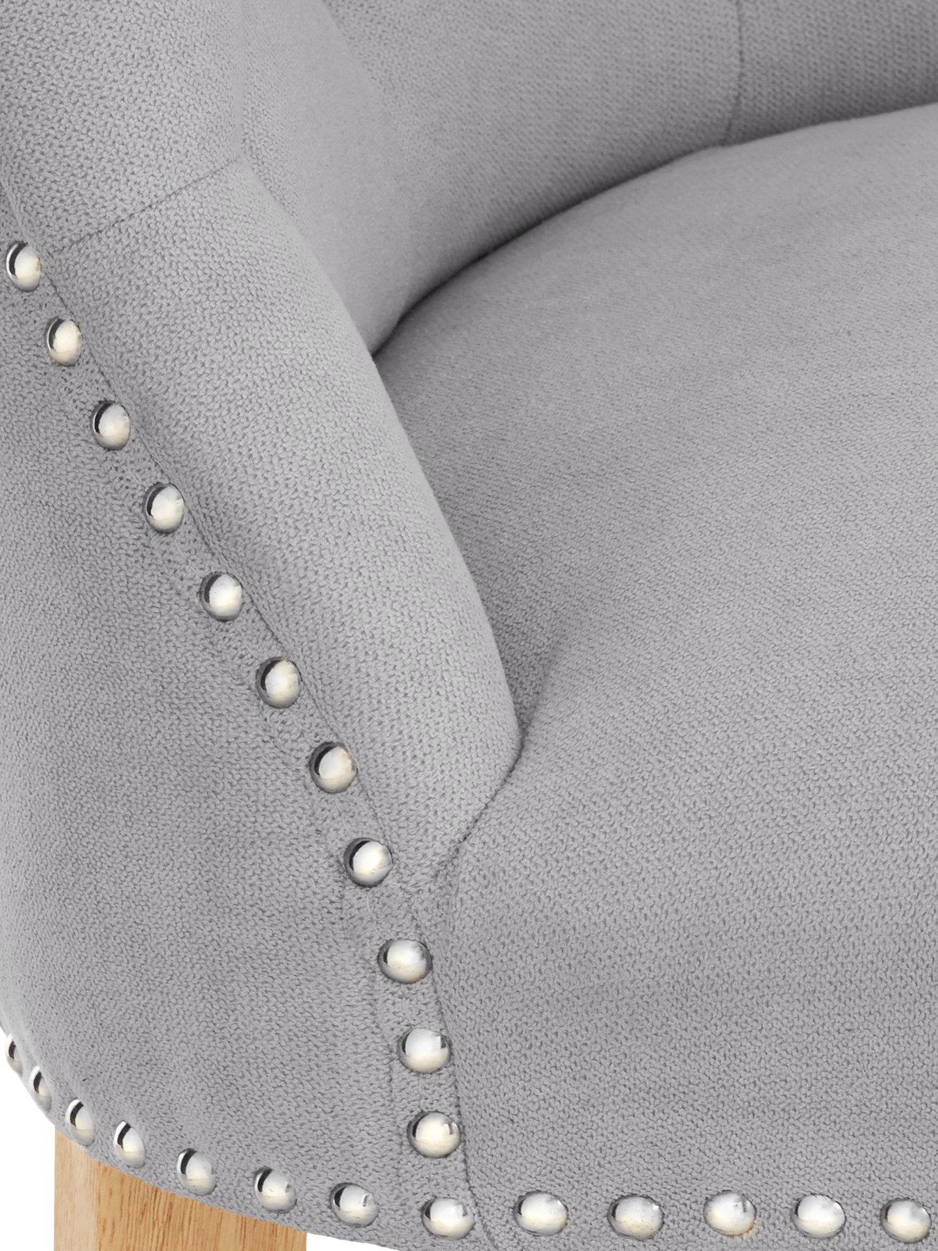 Image 4 of 6 of Very Home Warwick Chenille Pair of Standard Dining Chairs - Grey/Oak Effect&nbsp;- FSC&reg; Certified