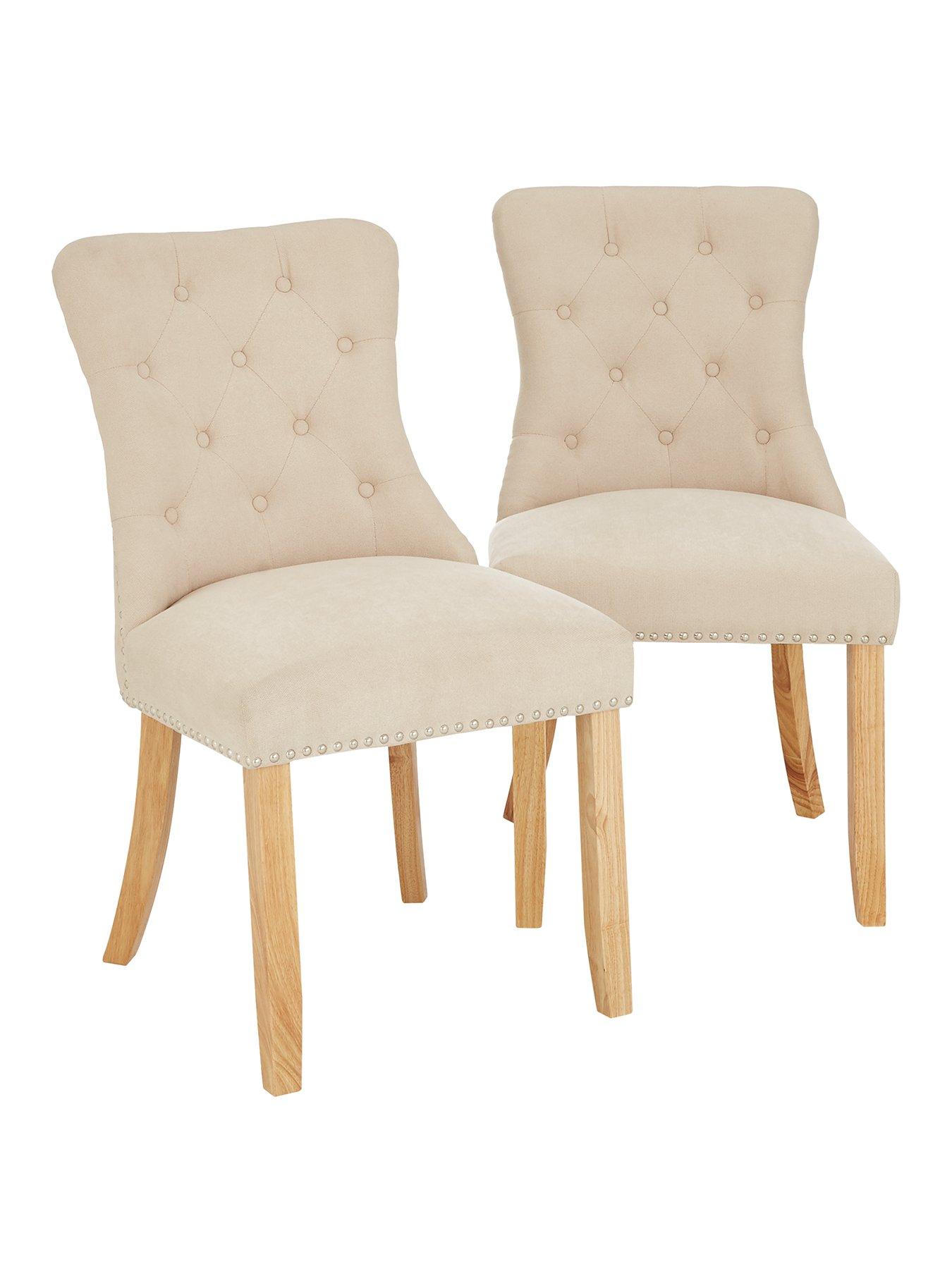 Image 2 of 6 of The Very Collection Warwick Chenille Pair of Standard Dining Chairs - Natural/Oak Effect&nbsp;- FSC&reg; Certified