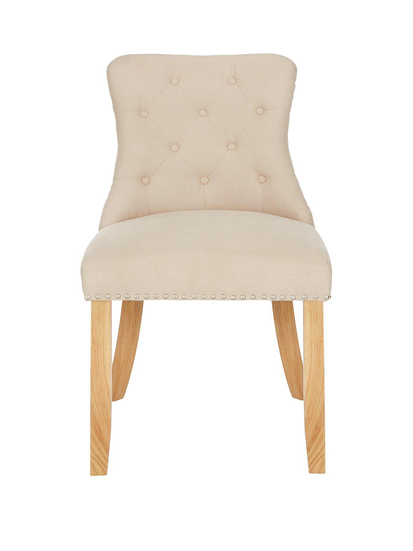 Image 3 of 6 of The Very Collection Warwick Chenille Pair of Standard Dining Chairs - Natural/Oak Effect&nbsp;- FSC&reg; Certified