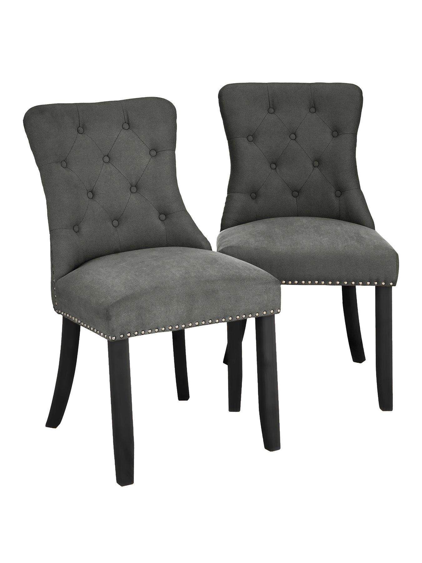 Very Home Warwick Velvet Pair of Standard Dining Chairs Charcoal