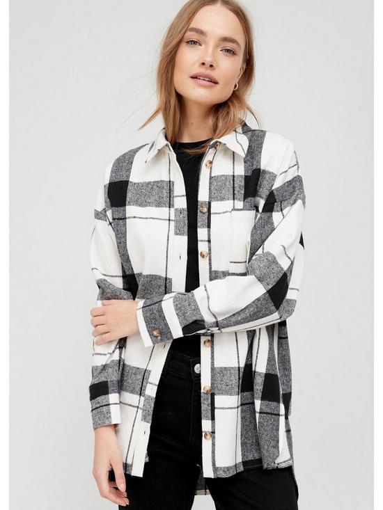 front image of v-by-very-checked-oversized-shacket-monochrome