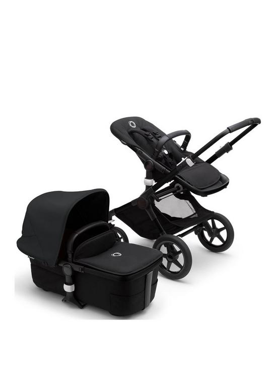 front image of bugaboo-fox-3-complete-pushchair-blackmidnight-black