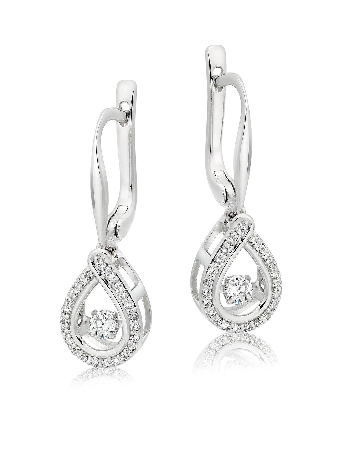 Beaverbrooks Dance 9Ct White Gold Diamond Drop Earrings | very.co.uk