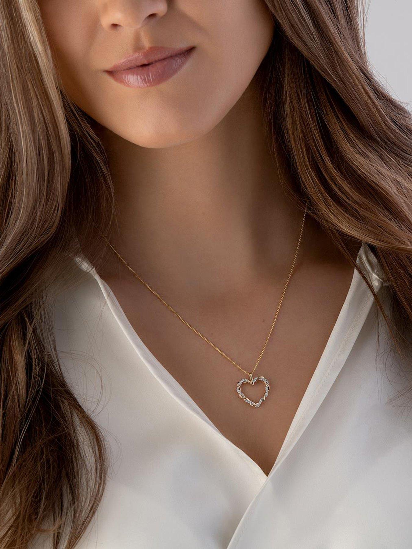 Entwine 9Ct Gold Diamond Heart Pendant