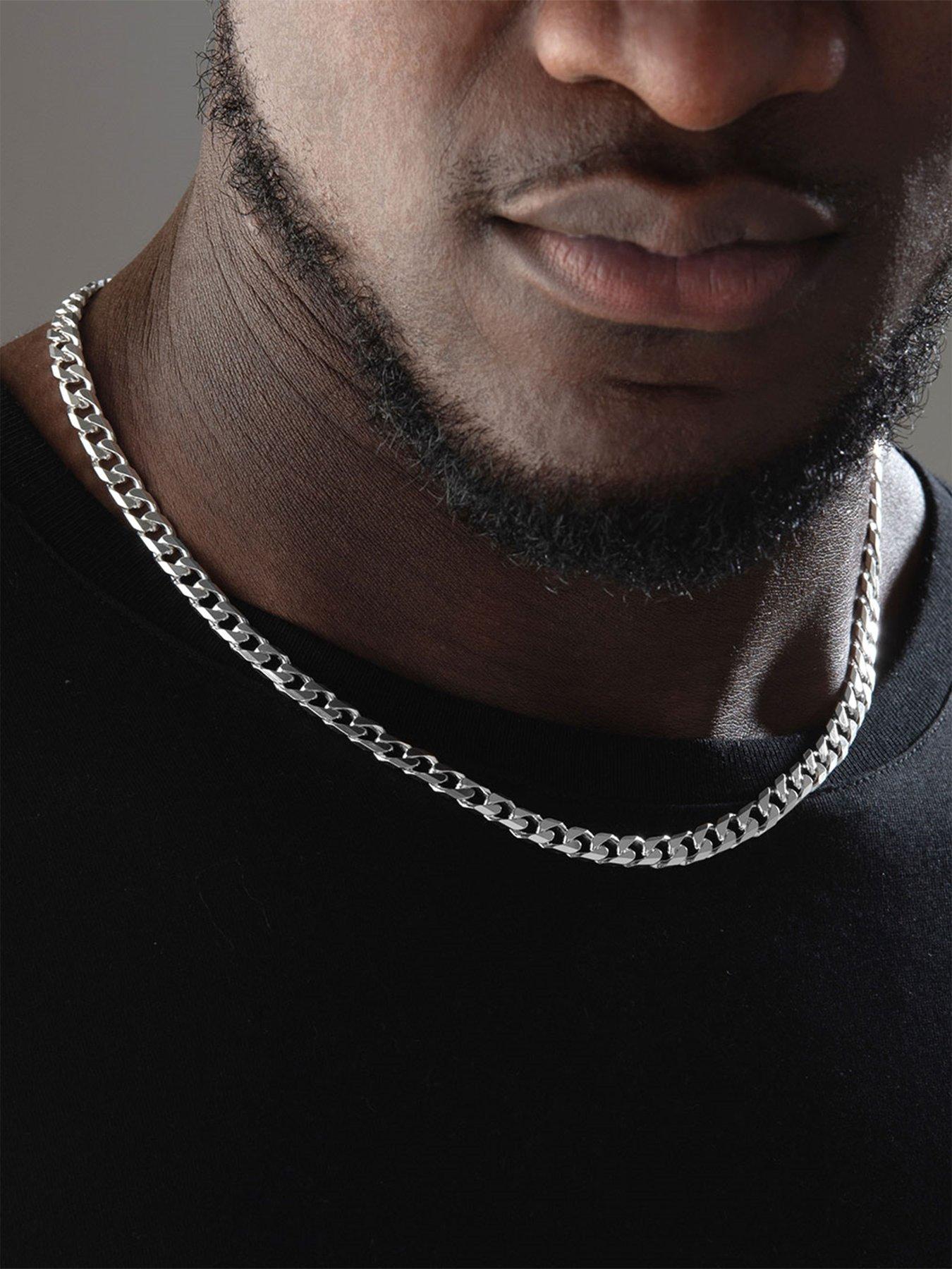 Mens silver hot sale curb necklace