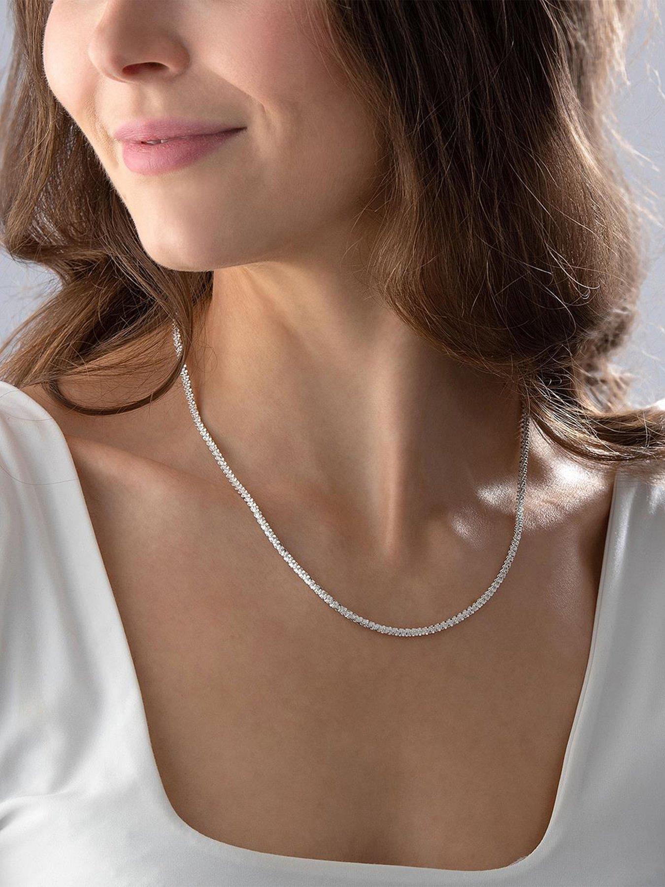 Beaverbrooks Silver Sparkle Necklace Very
