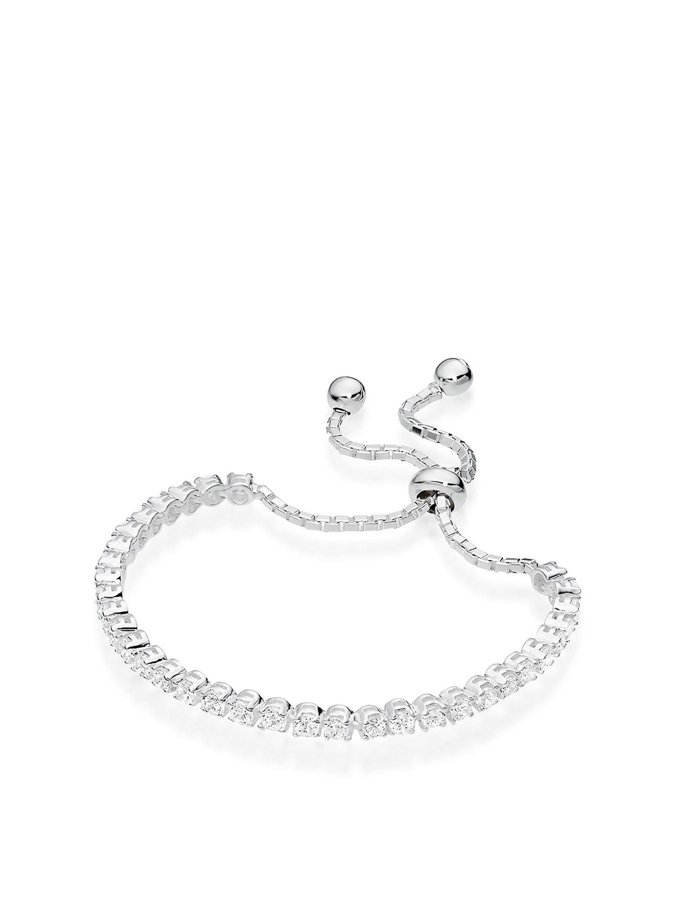 undefined Silver Cubic Zirconia Tennis Slider Bracelet