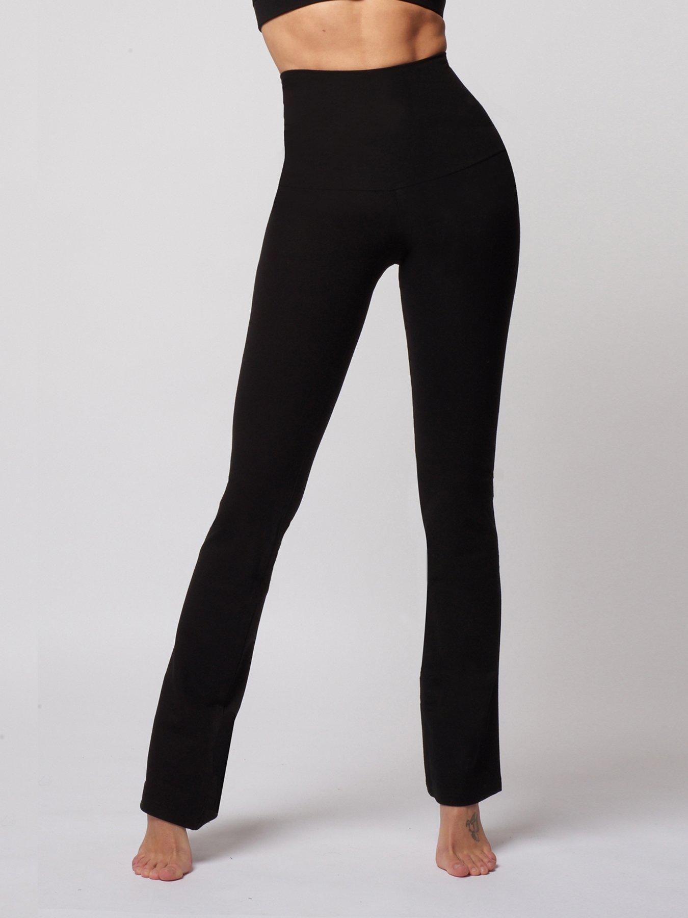 Women's High-Waisted Split Bootcut Leggings With Pockets Black