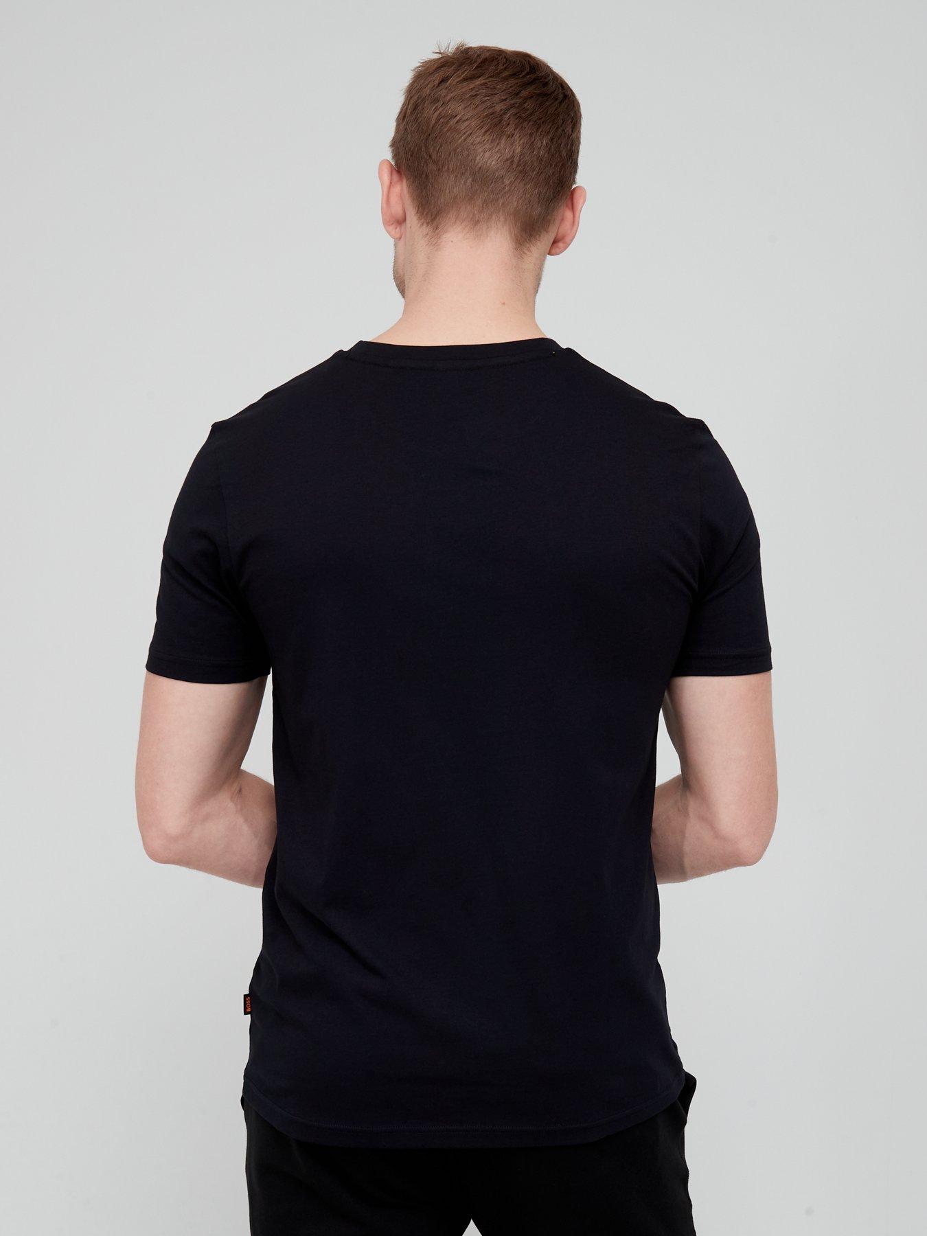 Men Thinking 6 Vertical Large Logo T-Shirt - Black