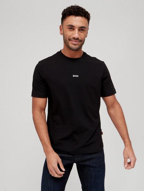 front image of boss-tchup-relaxed-fit-centre-logo-t-shirt-black