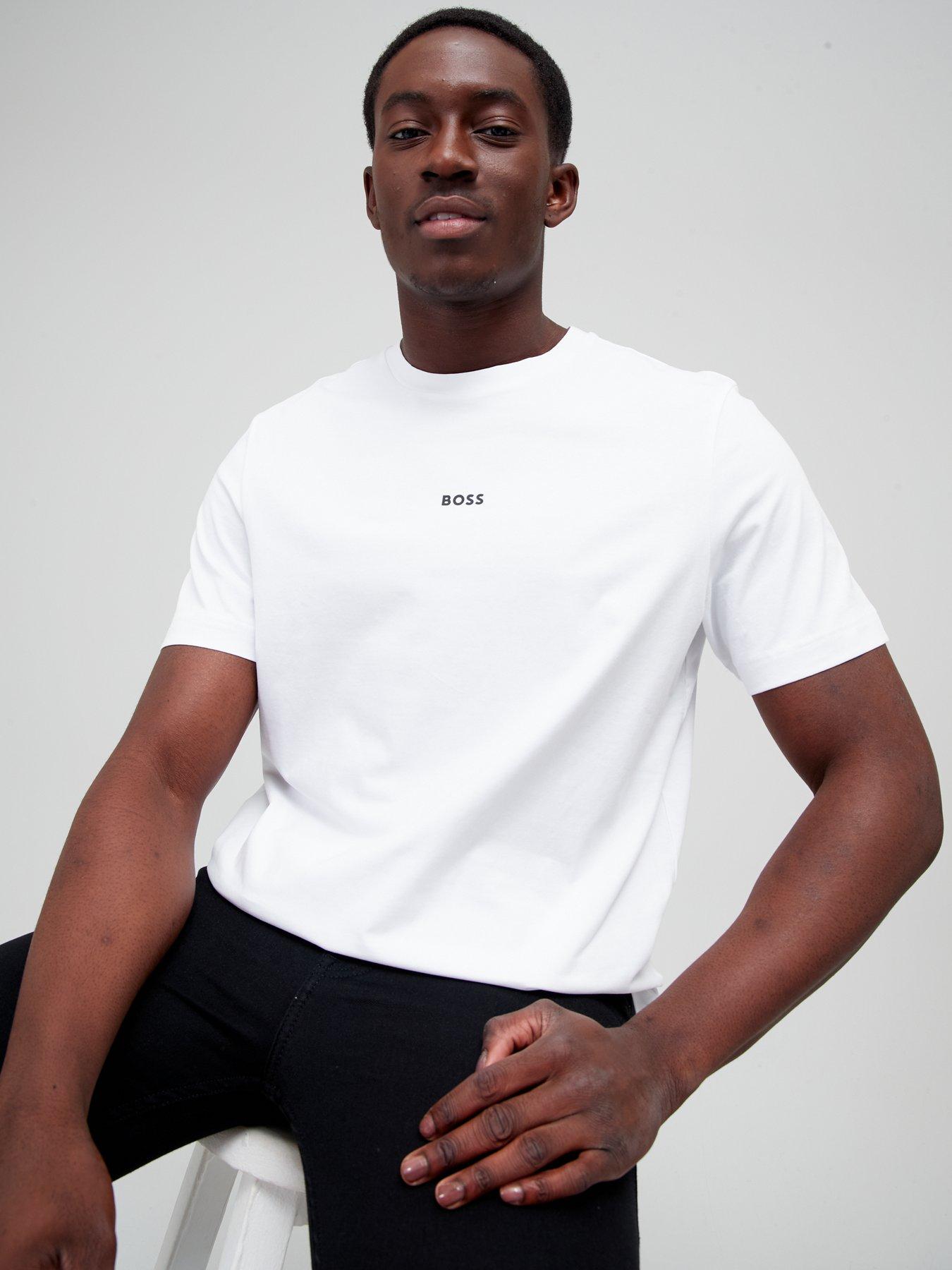 Image 4 of 4 of BOSS Relaxed Fit Centre Logo T-Shirt - White