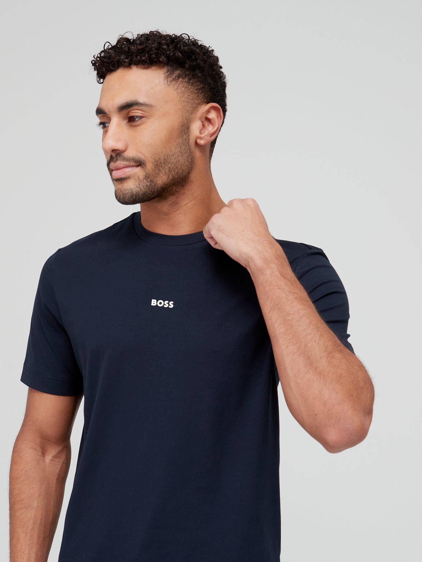 BOSS Tchup Relaxed Fit Centre Logo T-Shirt - Dark Blue | Very.co.uk