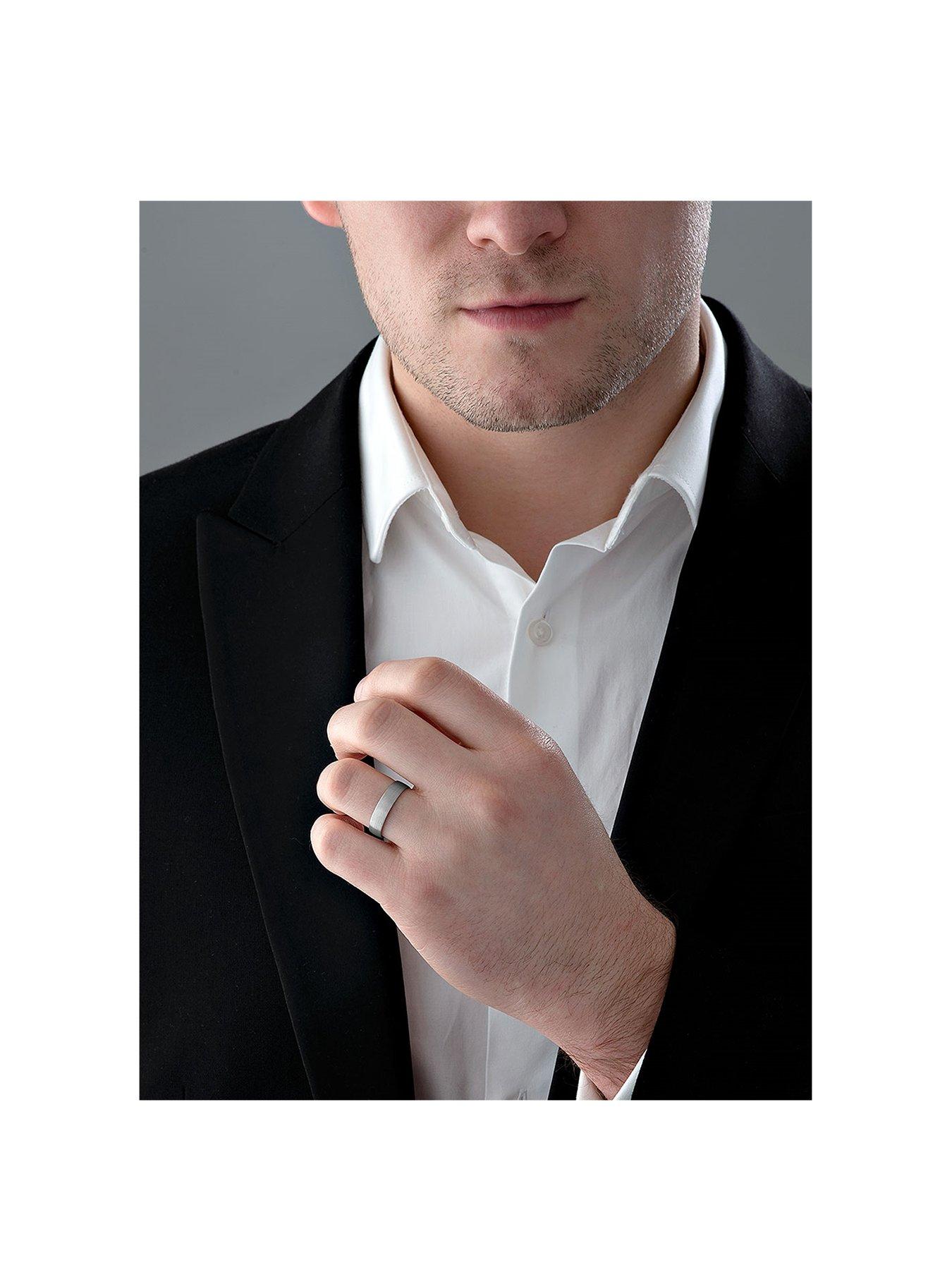 Image 3 of 4 of Beaverbrooks Platinum Brushed Men'S Wedding Ring