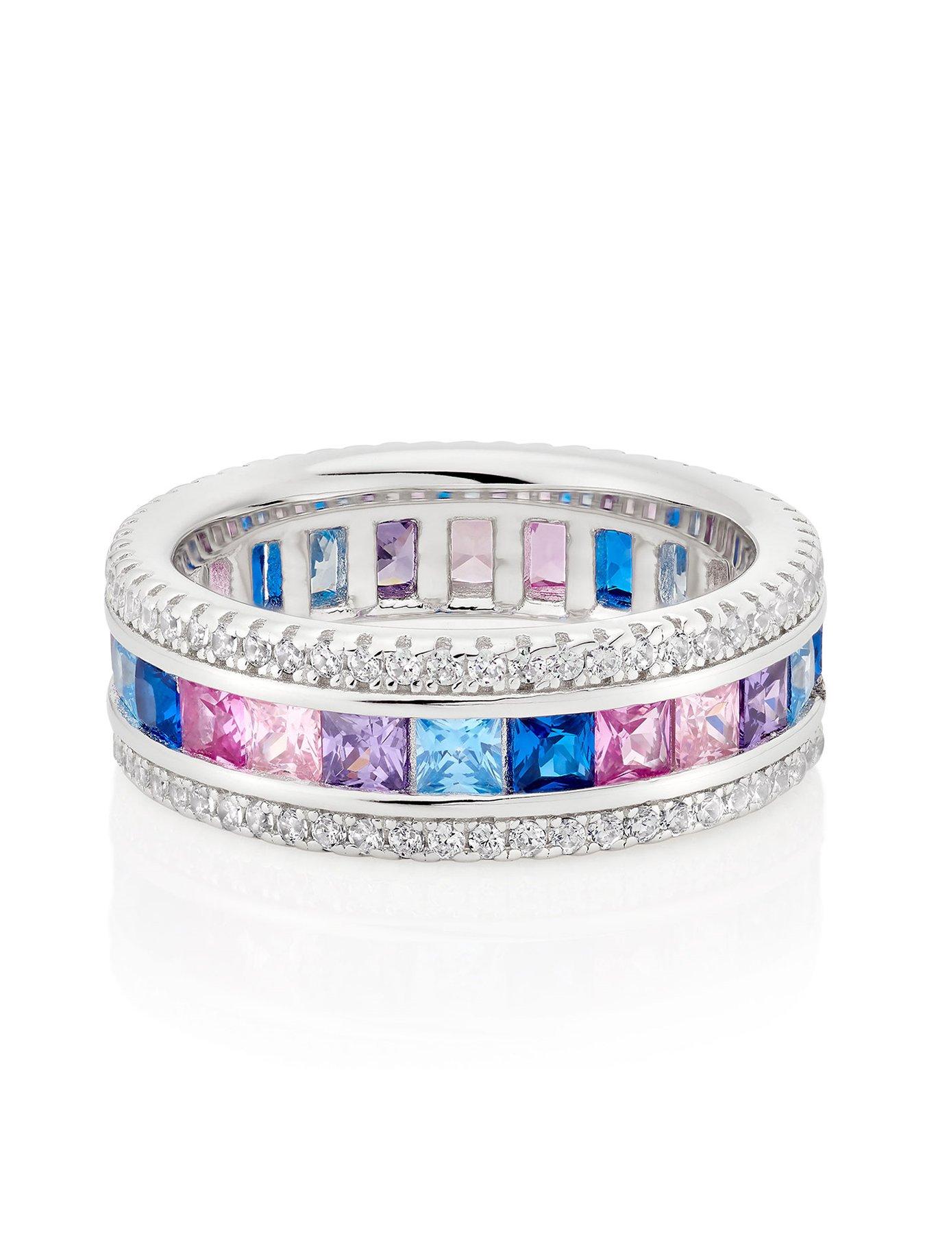 Beaverbrooks Silver Multi Coloured Cubic Zirconia Ring | Very.co.uk