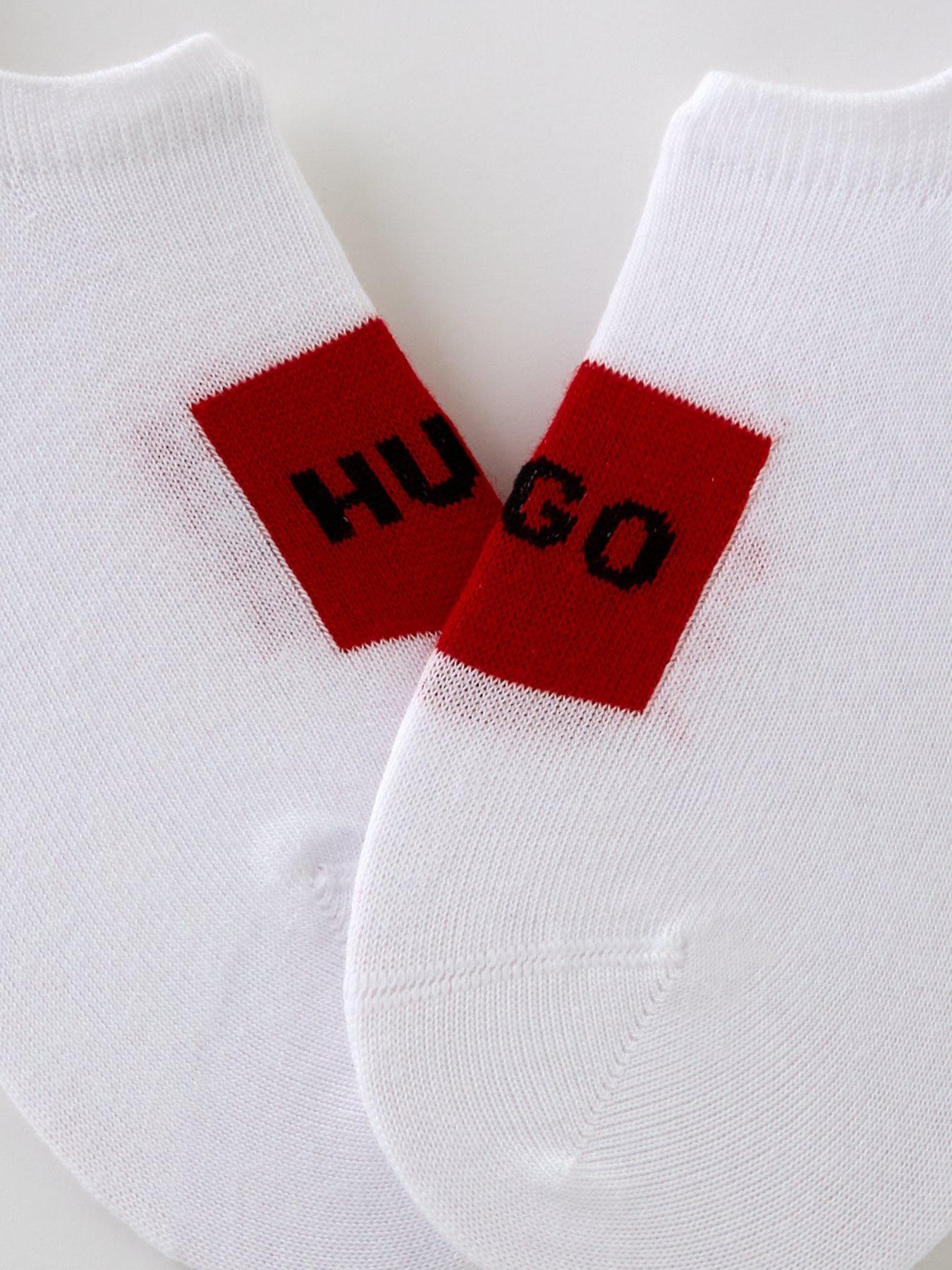 Image 2 of 2 of HUGO 2 Pack Large Logo Trainer Liner Socks - White