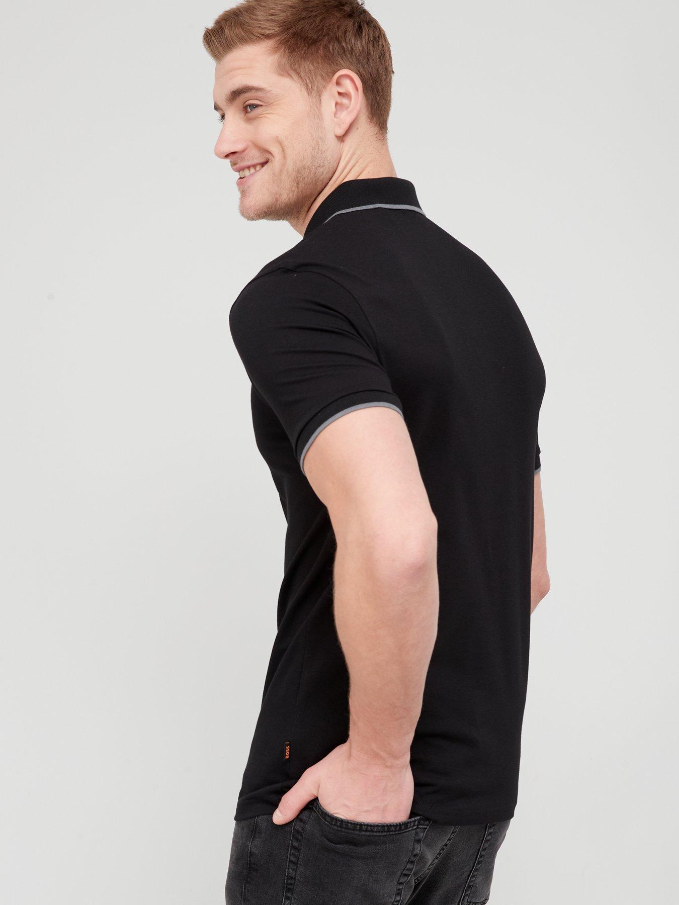 Black muscle on sale fit polo shirt