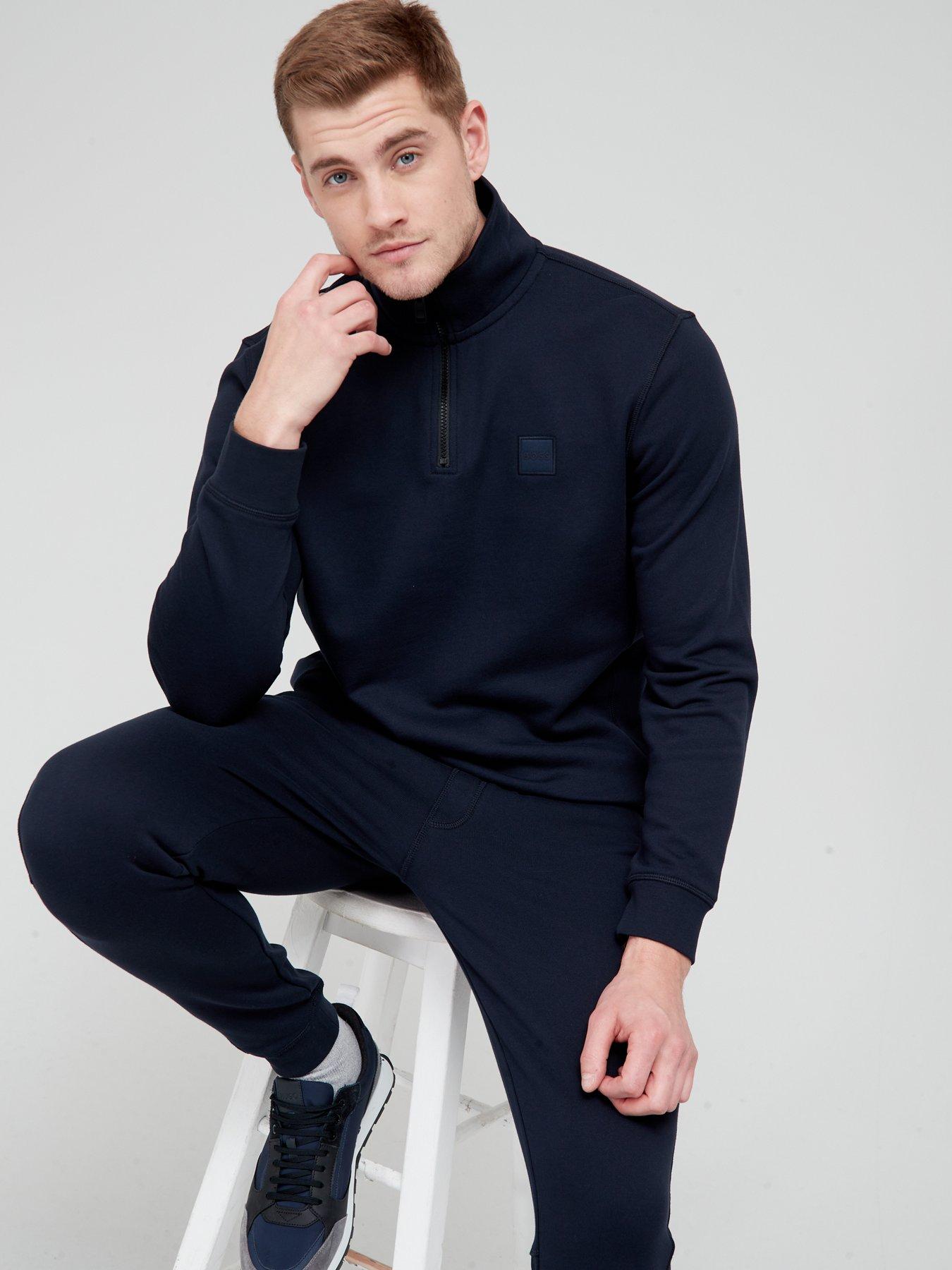 BOSS Zetrust Quarter Zip Sweatshirt, Dark Blue, Size Xl, Men