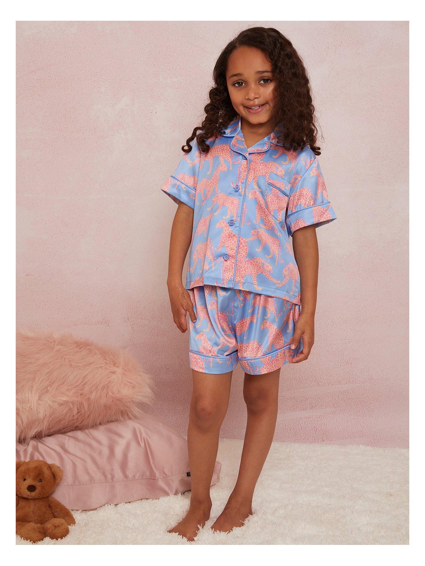 Girls Clothes Girls Animal Print Short Pyjamas - Blue