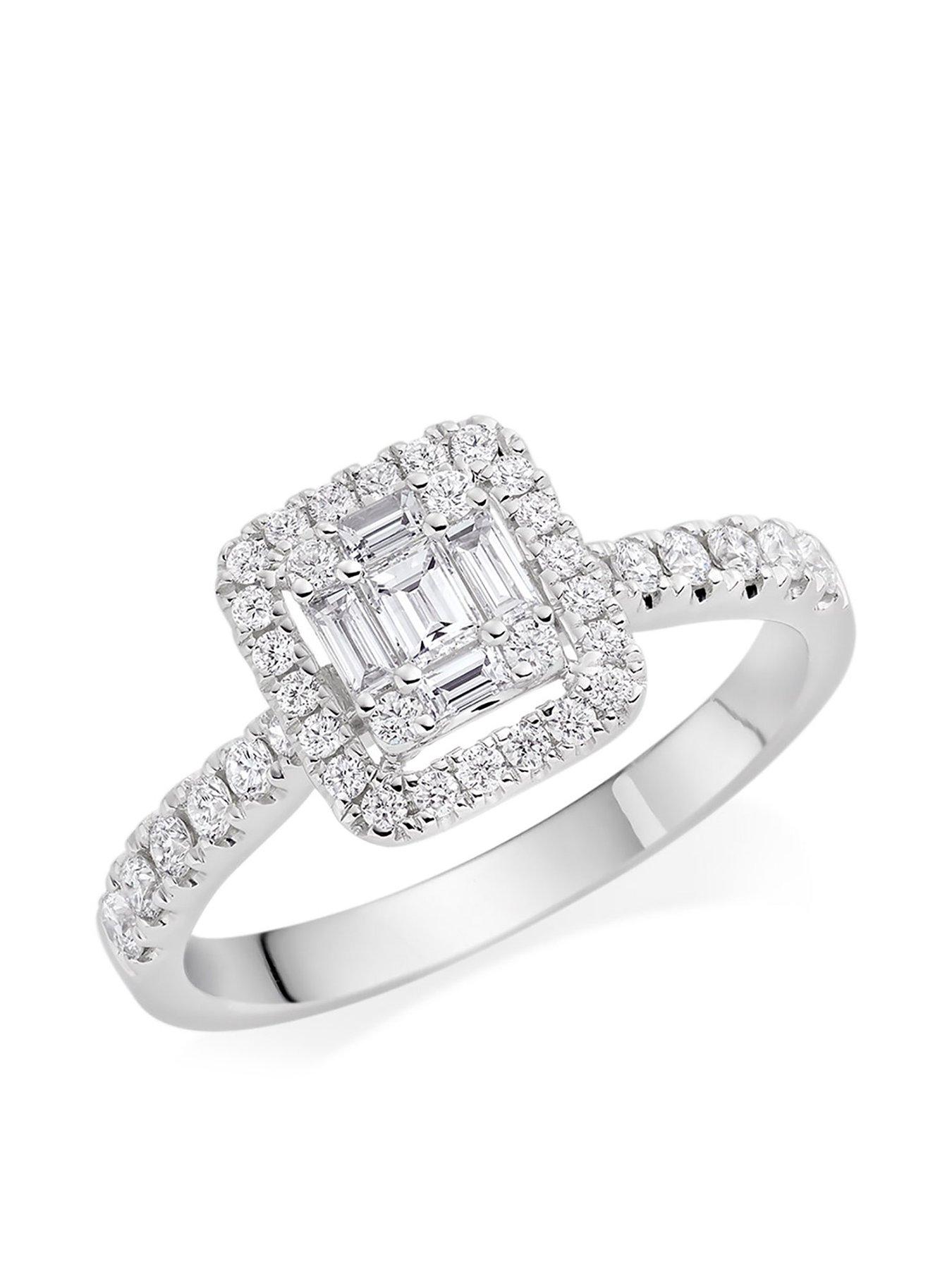 Women 18Ct White Gold Diamond Cluster Ring