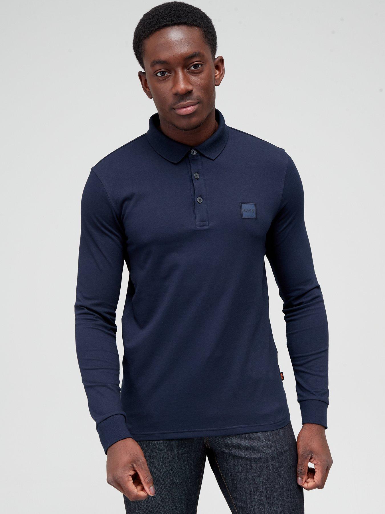 Hugo boss navy long deals sleeve polo