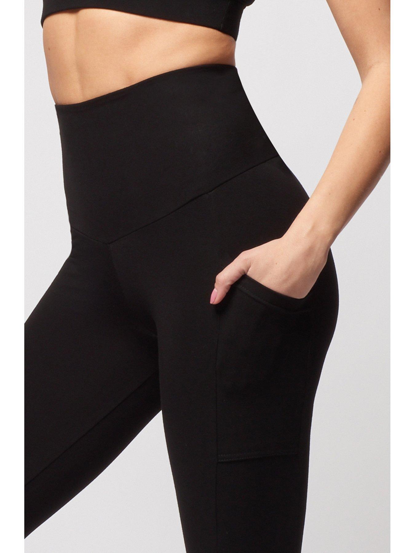 Image 4 of 4 of TLC Sport Performance Tummy Control Extra Strong Compression Pocket Detail Legging - Black