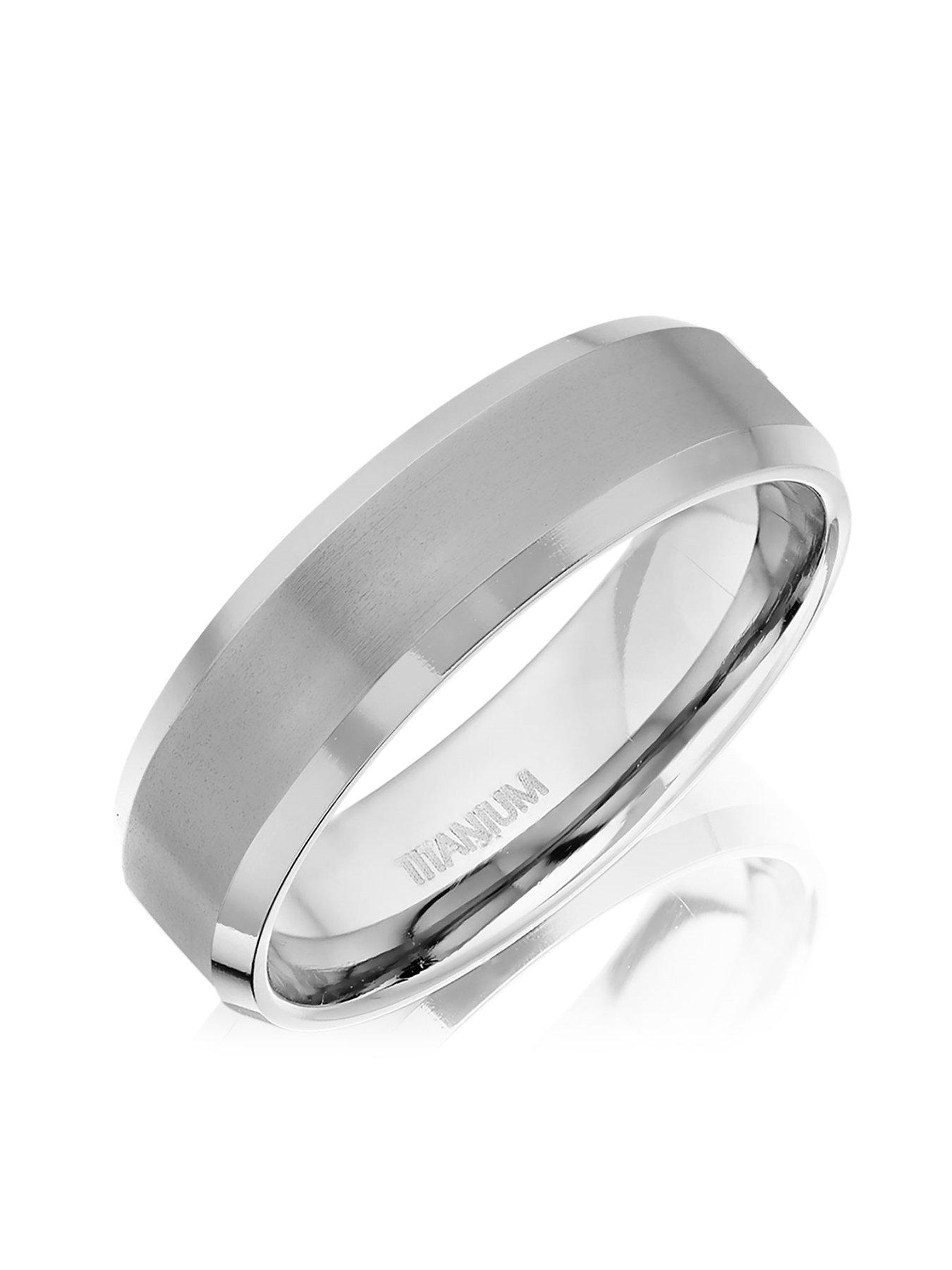 Beaverbrooks Men's Bevelled Edge Titanium Ring