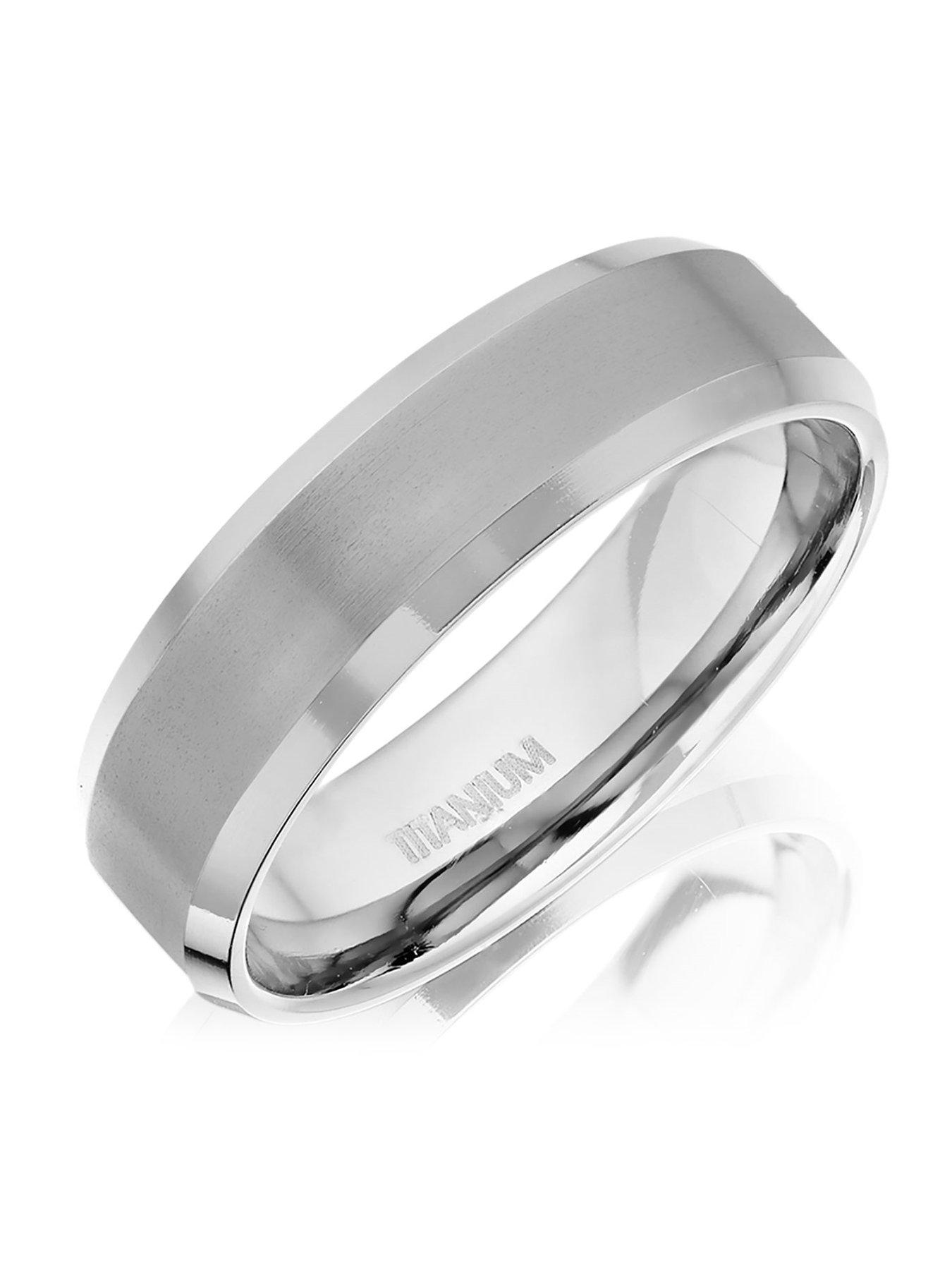 Beaverbrooks Men's Bevelled Edge Titanium Ring
