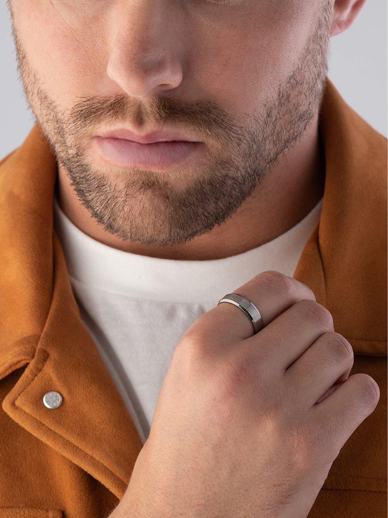 Image 3 of 3 of Beaverbrooks Men's&nbsp;Bevelled Edge Titanium Ring