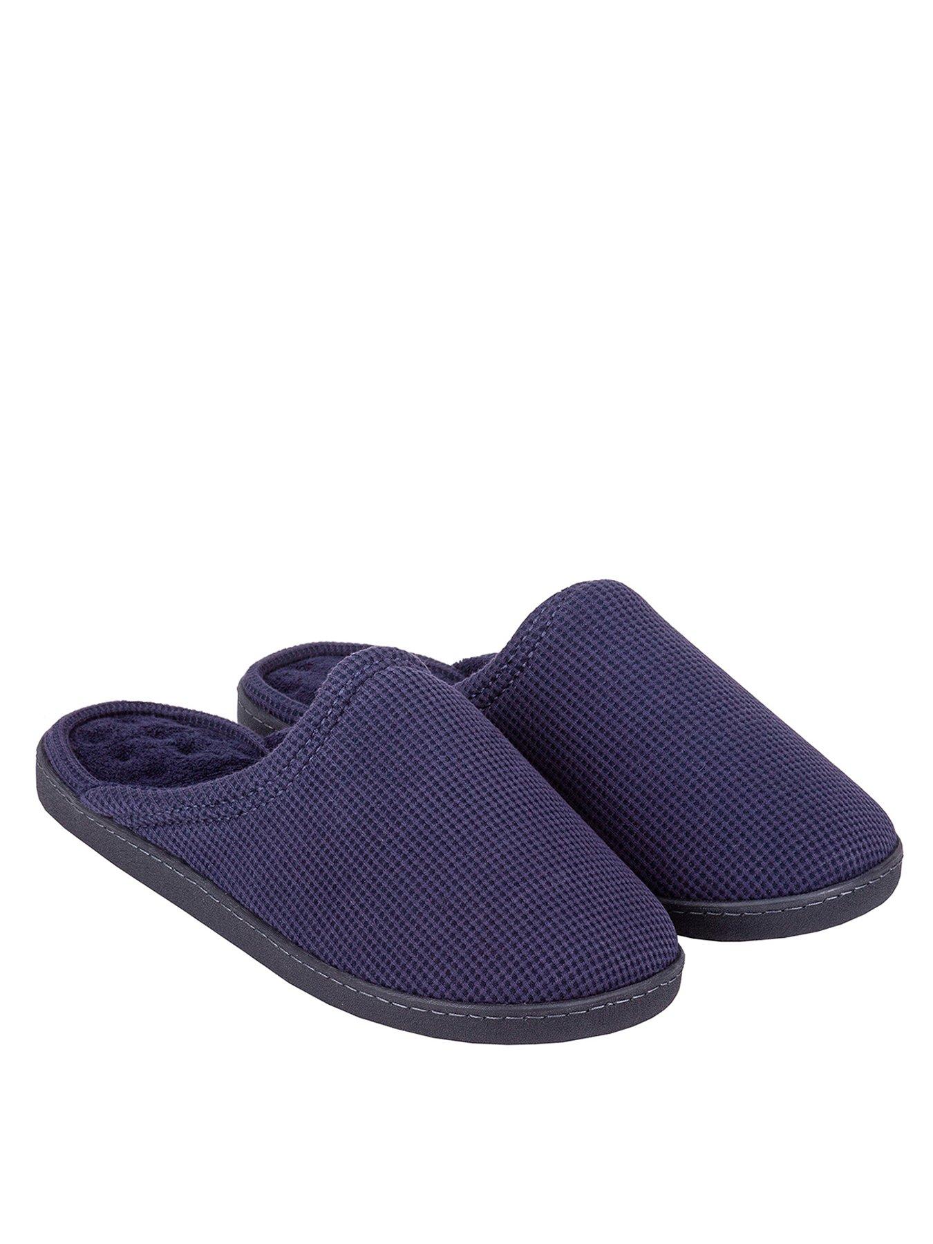 TOTES Isotoner Waffle Mule Slippers - Navy very.co.uk