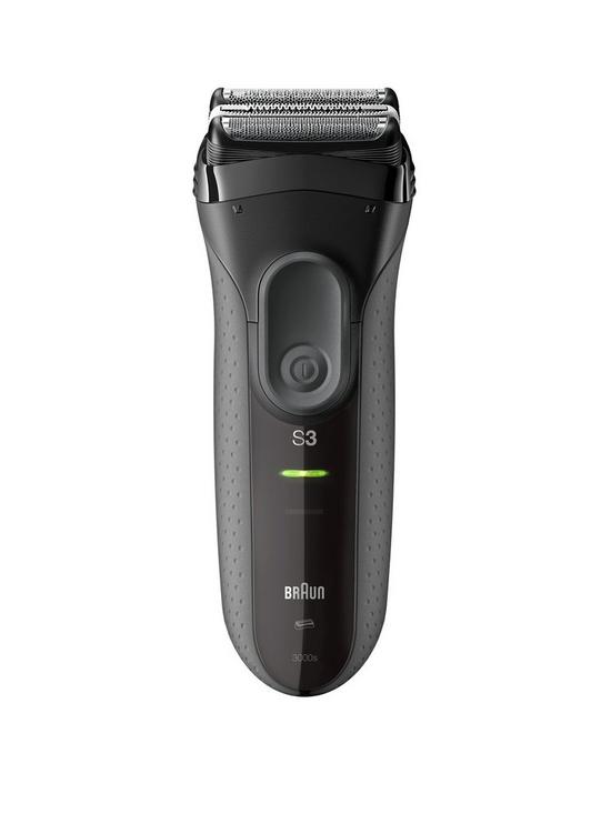 front image of braun-series-3-proskin-3000s-electric-shaver-black-rechargeable-electric-razor