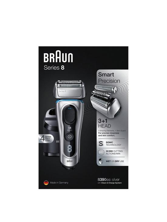 stillFront image of braun-series-8-8390cc-next-generation-electric-shaver-cleanampcharge-station-fabric-case