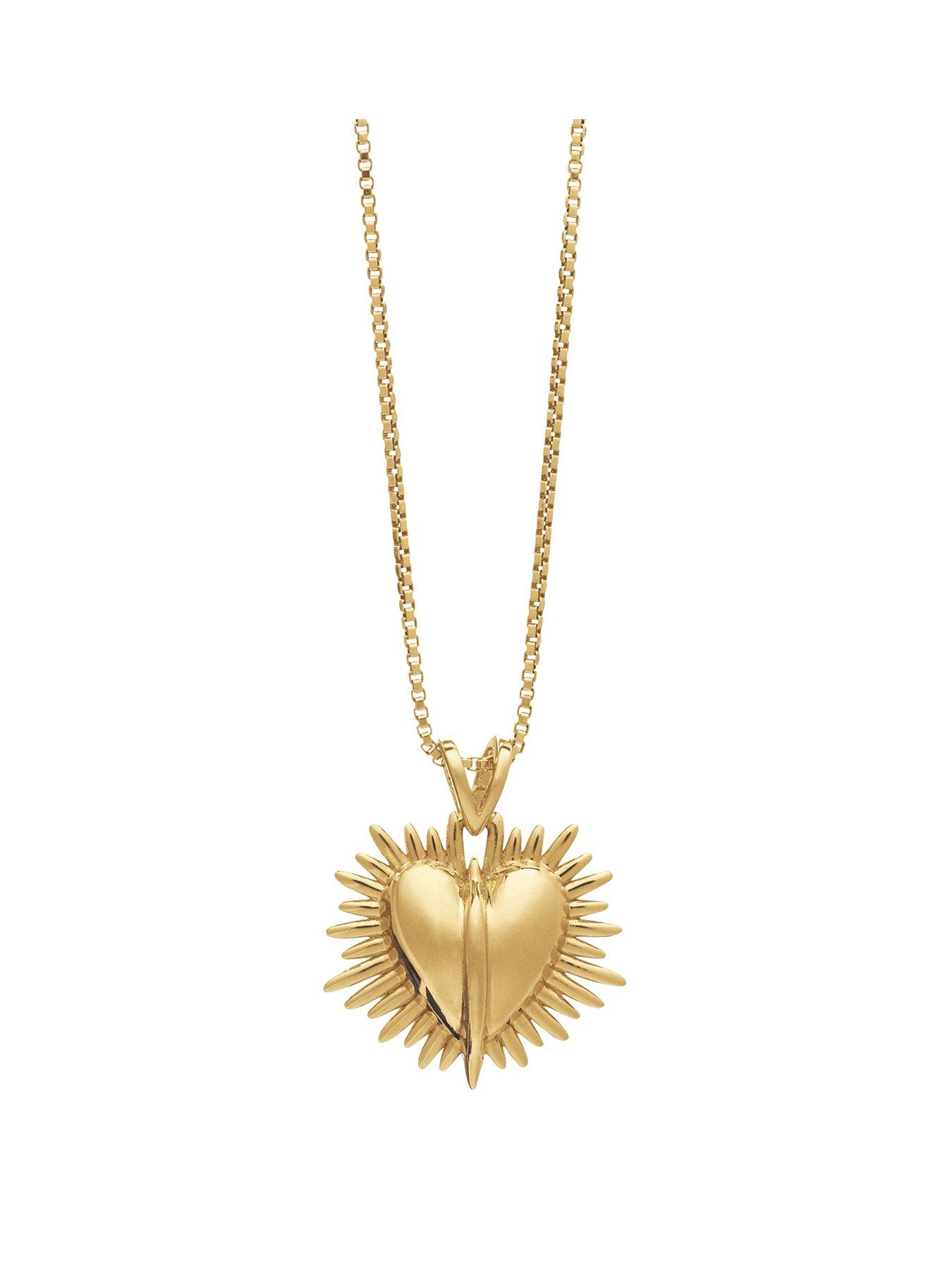 Product photograph of Rachel Jackson Electric Deco Gold Heart Necklace from very.co.uk