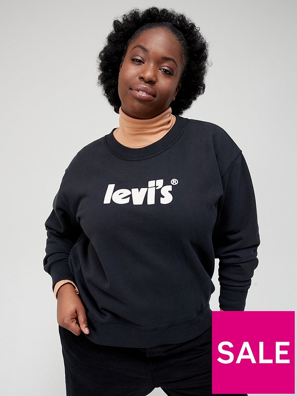 Levi's Plus Levi's® Plus Poster Logo Standard Crew Neck Sweater - Black |  