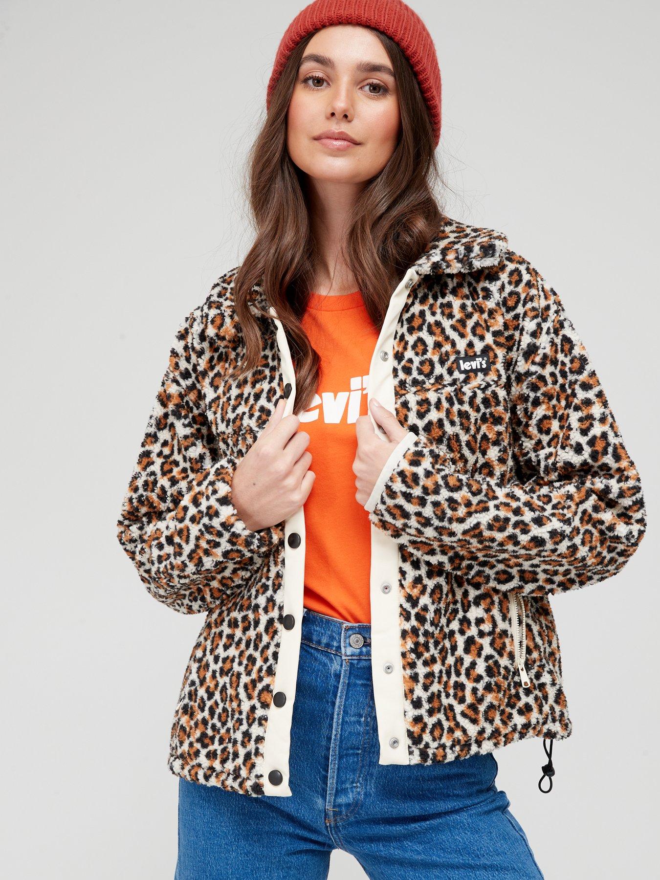 Coats & Jackets Leopard Print Sherpa Jacket - Brown