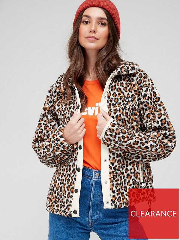 Levi's Leopard Print Sherpa Jacket - Brown 