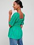  image of v-by-very-broderie-sleeve-linen-top-green