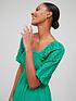  image of v-by-very-broderie-sleeve-linen-top-green