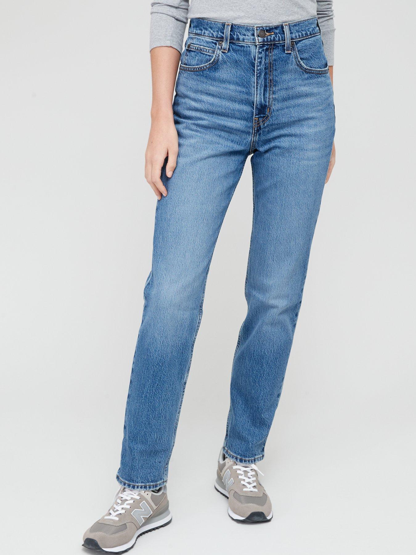 70's High Slim Straight Jeans - Blue