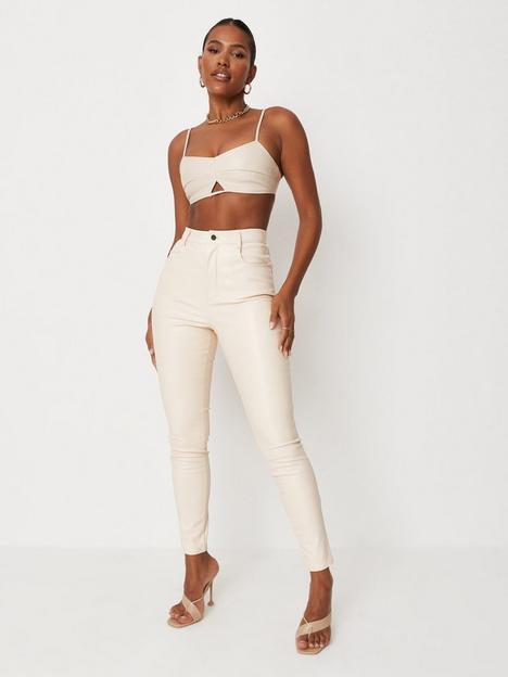 missguided-faux-leather-slim-leg-trousers-cream