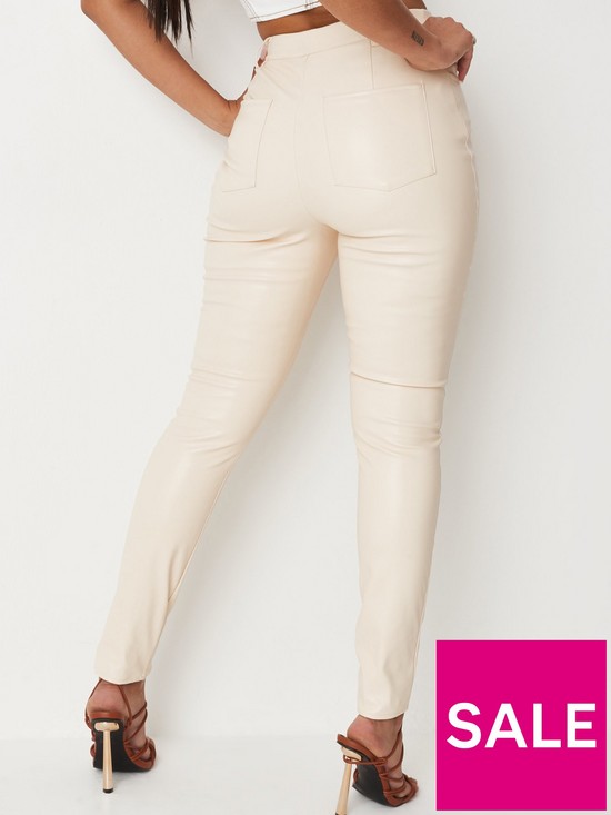 stillFront image of missguided-faux-leather-slim-leg-trousers-cream