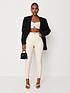  image of missguided-faux-leather-slim-leg-trousers-cream