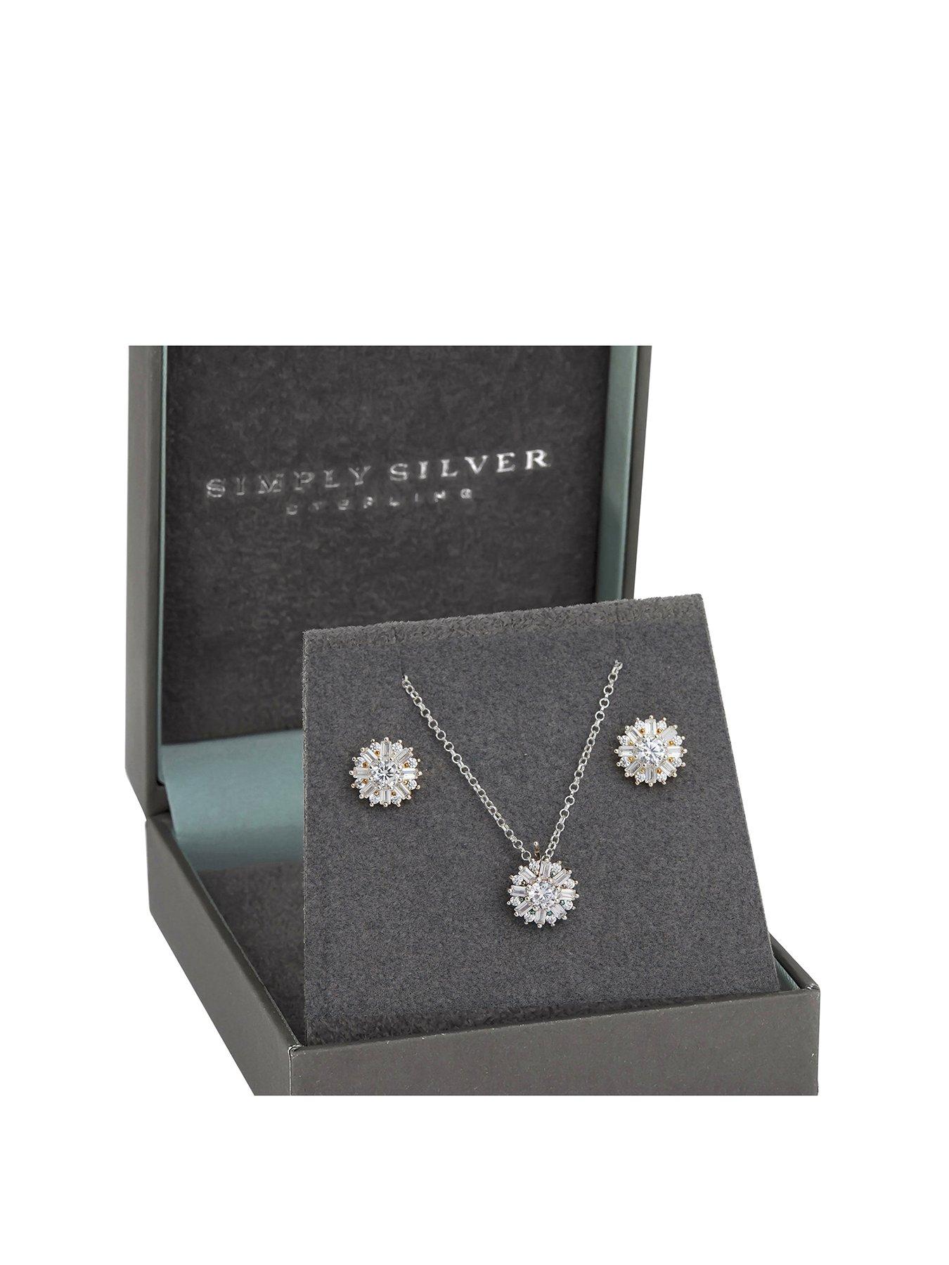Jewellery & watches Sterling Silver Cubic Zirconia Snowflake Set