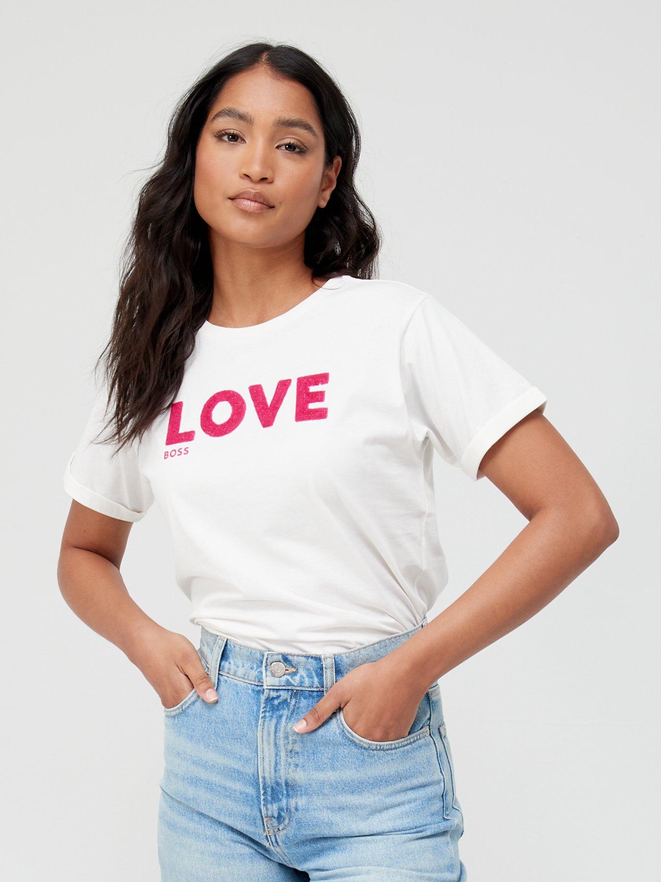 Women 100% Cotton Love T-shirt - White