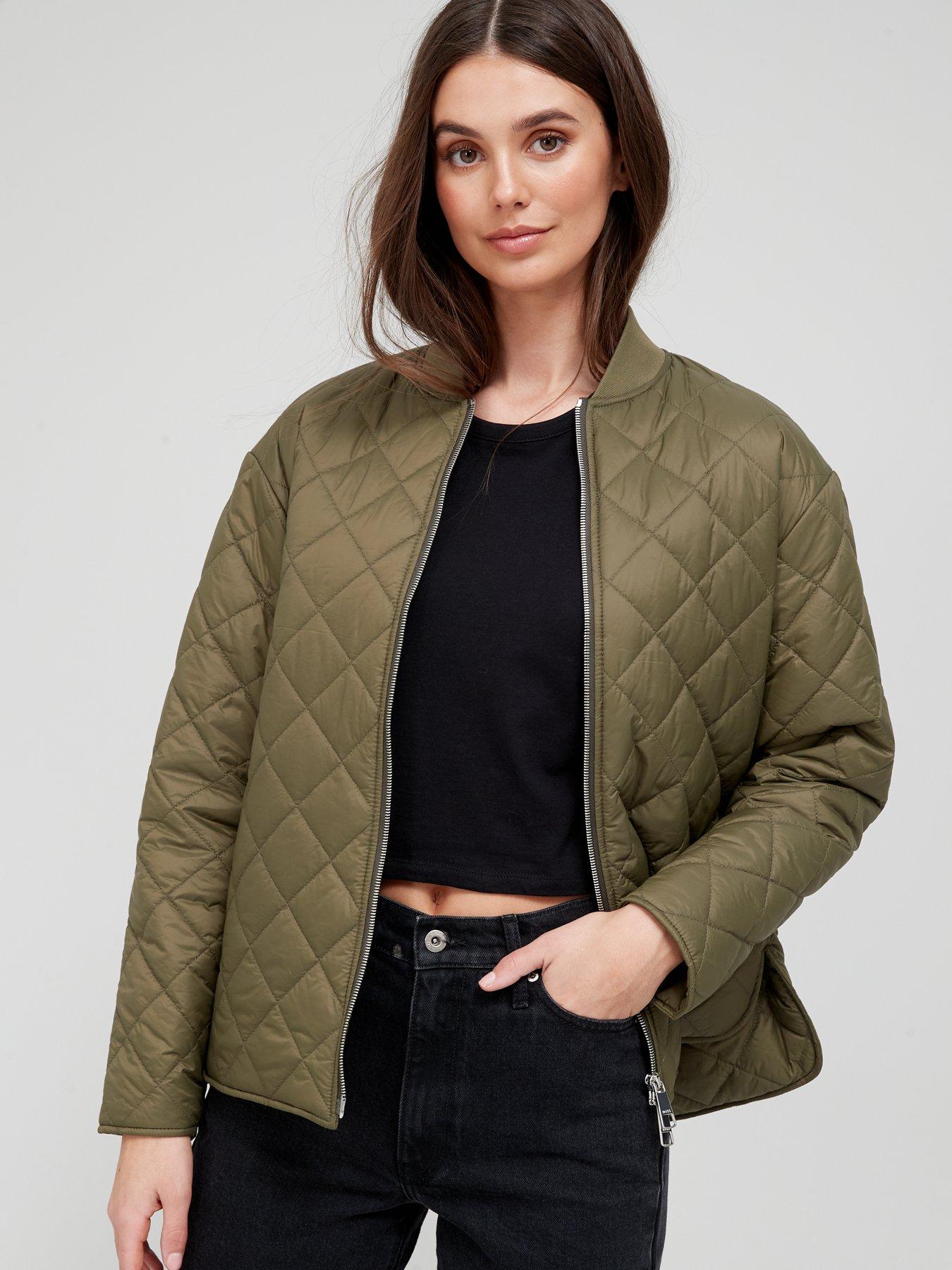 BOSS Lightweight Quilted Jacket - Green, Green, Size L, Women