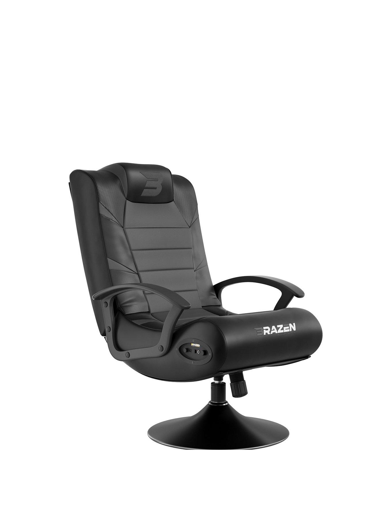 Product photograph of Brazen Pride 2 1 Bluetooth Junior Gaming Chair - Black And Grey from very.co.uk