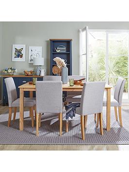 Product photograph of Very Home Primo 150 Cm Dining Table 6 Fabric Chairs from very.co.uk