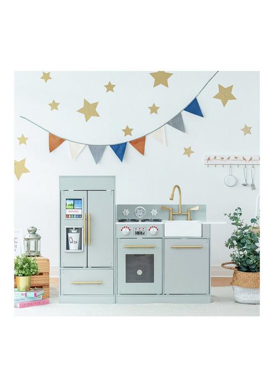 front image of teamson-kids-little-chef-chelsea-modern-play-kitchen-silver-grey-gold