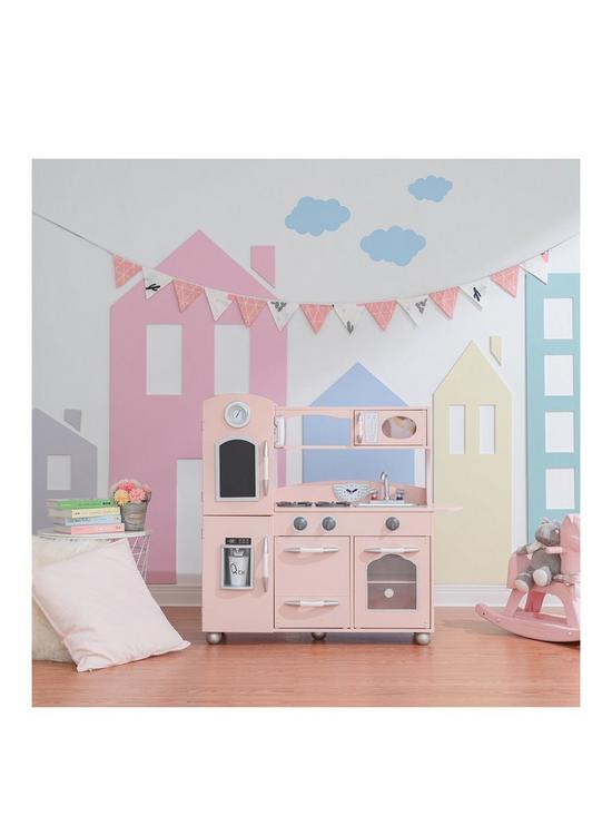 front image of teamson-kids-little-chef-westchester-retro-play-kitchen-pink